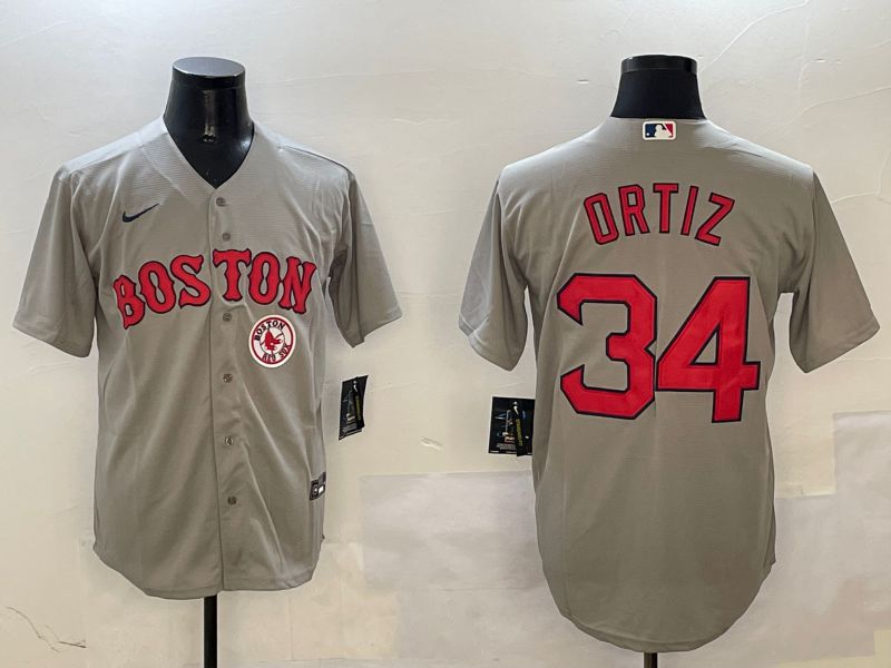 Men Boston Red Sox 34 Ortiz Grey Game 2025 Nike MLB Jersey style 1